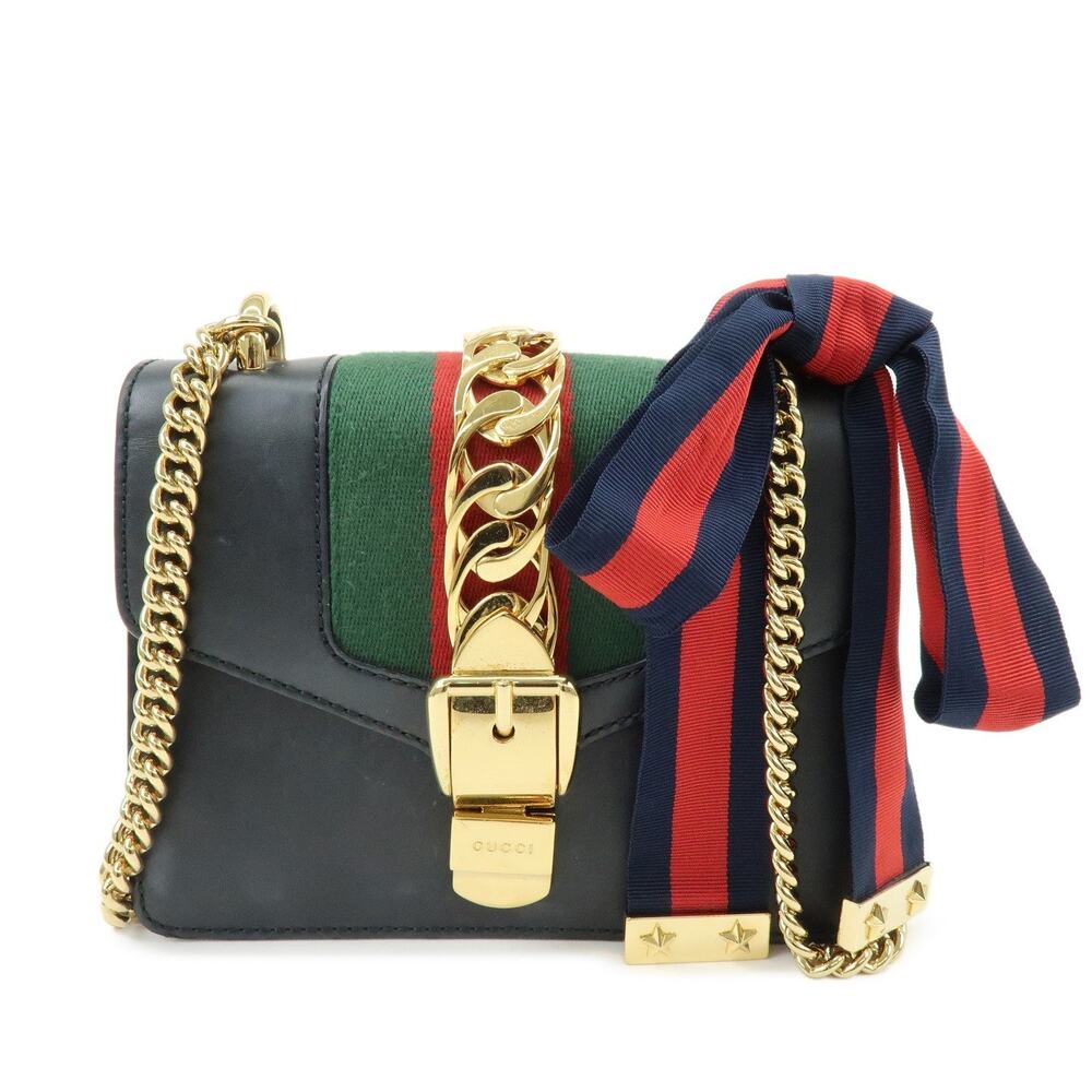 Gucci Sylvie Leather Flap Black